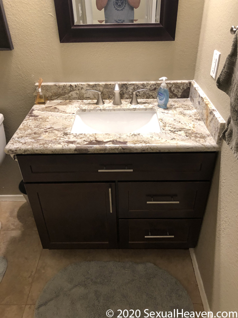 A fully installed vanity.