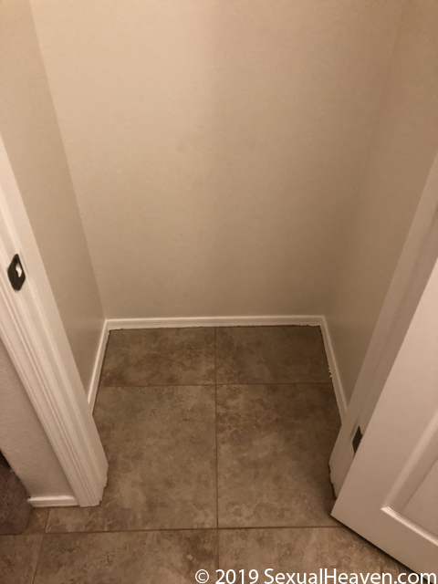 A tiled closet floor.