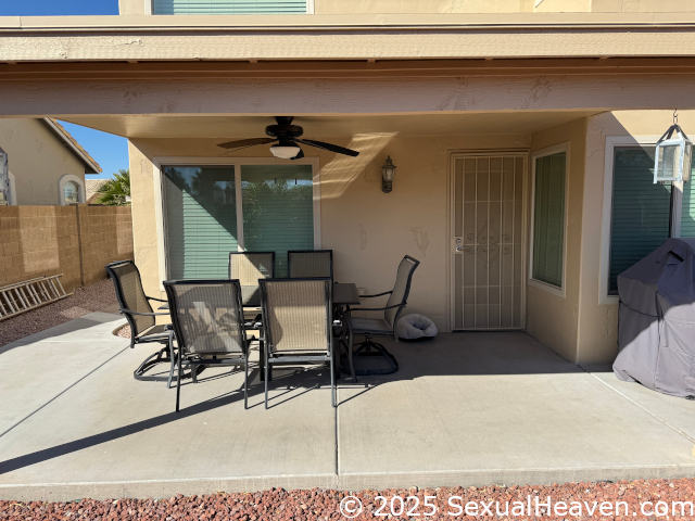 The outdoor dining area.
