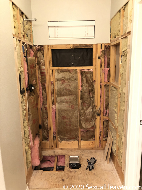 An insulated shower stall.