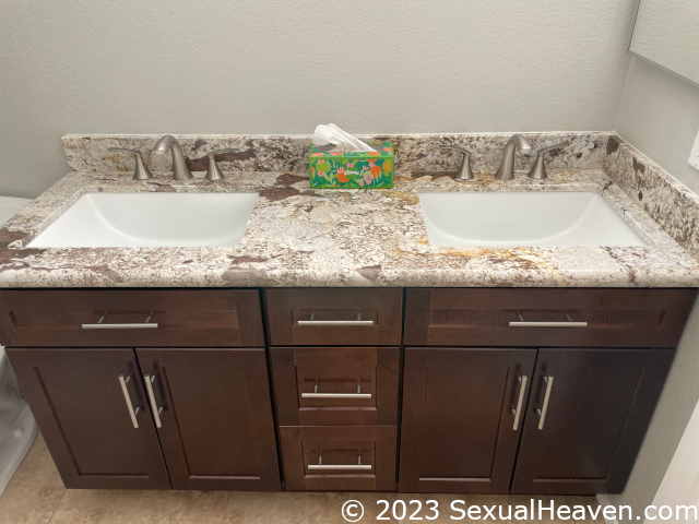 A new vanity with a countertop.