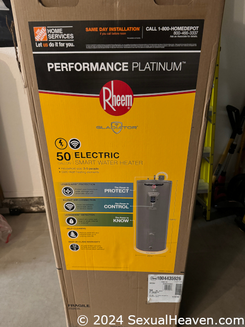A water heater in a box.