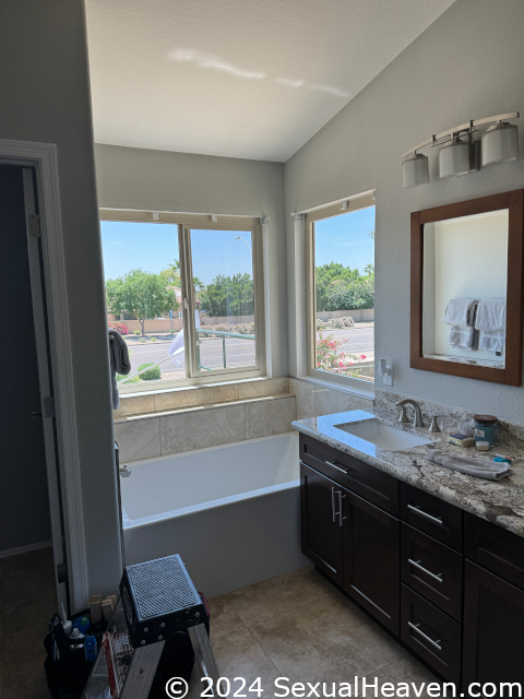 New windows in the master bathroom.