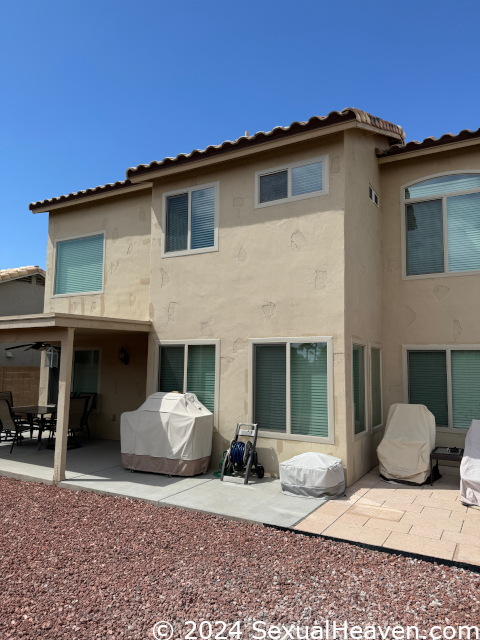 An exterior shot of the back of the house.